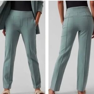 Athleta Eastbound Pants Sz 6 Straight Pull On High Rise Stretch Sage Green Comfy
